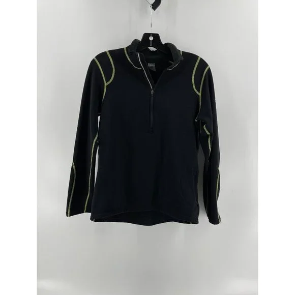 REI Women's Black Neon Green Stitching 1/4 Zip Stretch Fleece Sweatshirt Size L - Picture 3 of 15